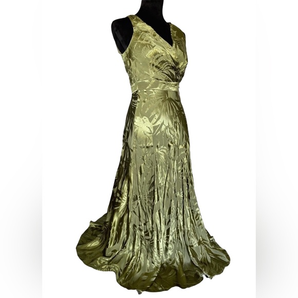 Lauren Ralph Lauren Palm Leaf Jacquard Sleeveless Midi Dress | Size 0 - Picture 1 of 15